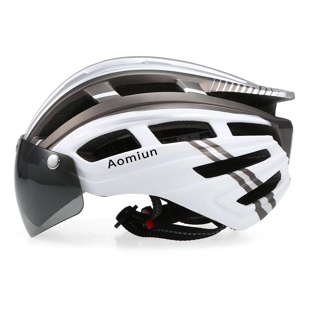 Mountain Bike Helmet with Back Light and Detachable Visor T213138