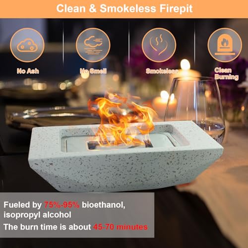 Tabletop Fire Pit 12.5" Portable Smokeless Indoor Outdoor Concrete Bowl C555997