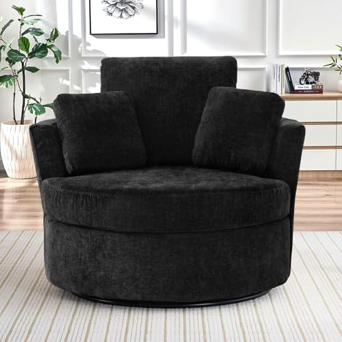Round Swivel Barrel Chair with Ottoman for Living Room Bedroom G375183