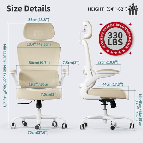 Ergonomic Mesh Office Chair with Wheels, High Back, 330 LBS Capacity A84765