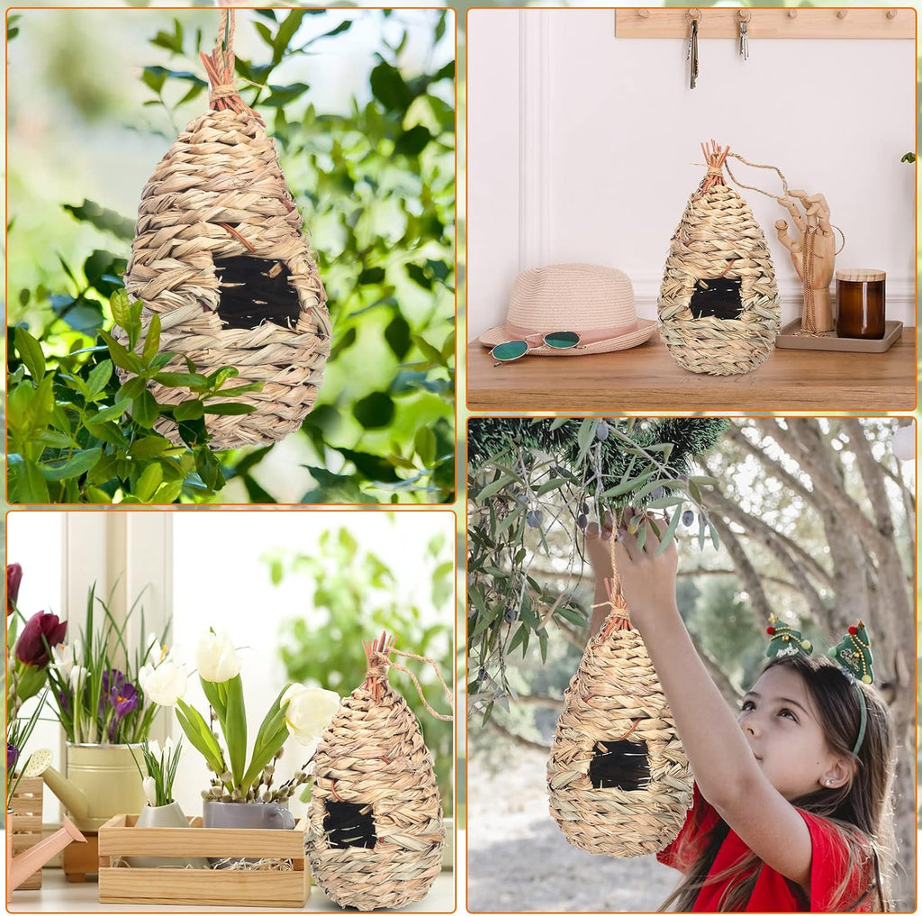 Hummingbird Nest Houses for Outside Hanging, Hand Woven Natural Fiber, 8 Pack N110764