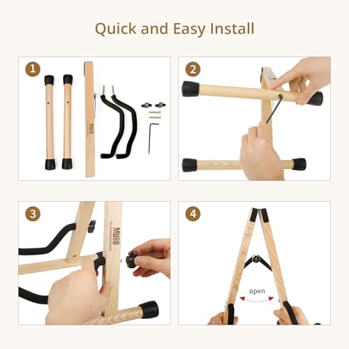 Wood Guitar Stand Foldable for Acoustic Electric Bass V5101