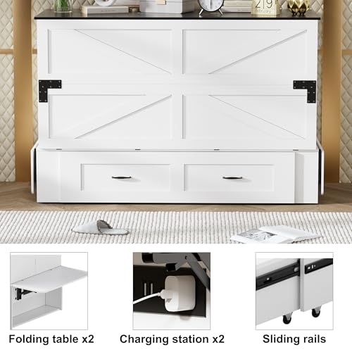 Murphy Bed Queen with Storage and Charging Station K2307