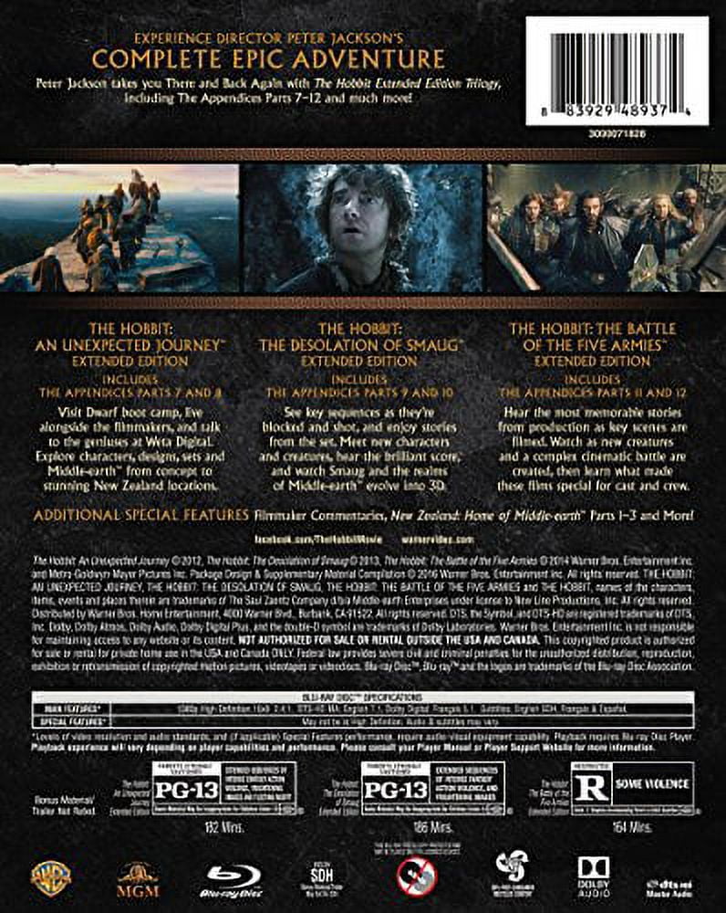 The Hobbit: Motion Picture Trilogy Extended Edition Blu-Ray A853626