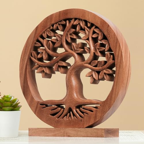 Handcrafted Solid Wood Tree of Life Sculpture for Home Decor G53072