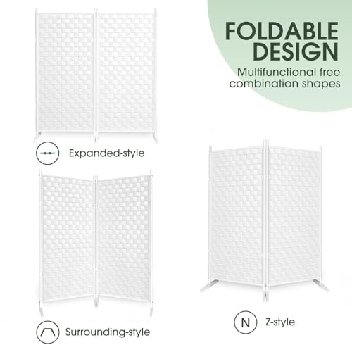 2 Panel Room Divider - White Folding Privacy Screen for Indoor Separation S4442