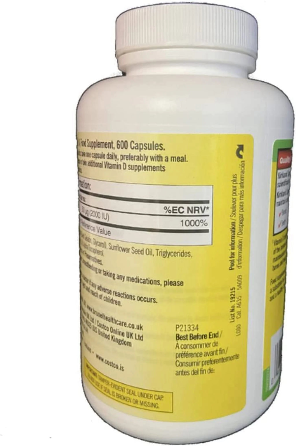 Vitamin D3 600 Softgels, 2-Pack J56579