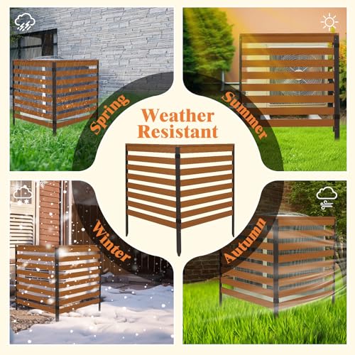 Outdoor Privacy Screen with Heavy Duty Stakes, Weather Resistant, 51"H x 39"W, 2-Panels T24610