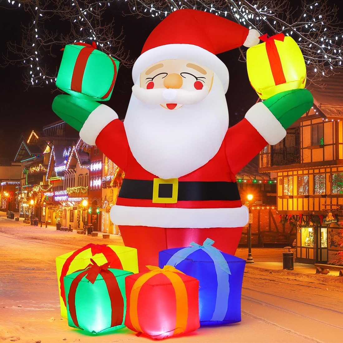 6 ft Christmas Santa Inflatables Outdoor Decorations with Built-in LEDs J4870