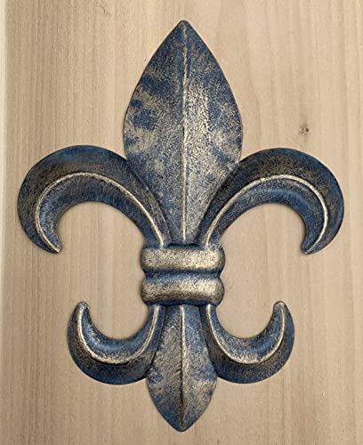 Metal Fleur De Lis Wall Plaque with Hanger, Rustic Tuscan Decor L5199