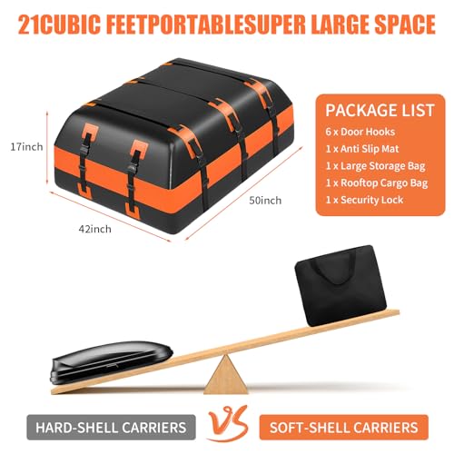 Car Rooftop Cargo Carrier Bag, 100% Waterproof Heavy Duty 840D, Includes Anti-Slip Mat and Storage Bag R270279