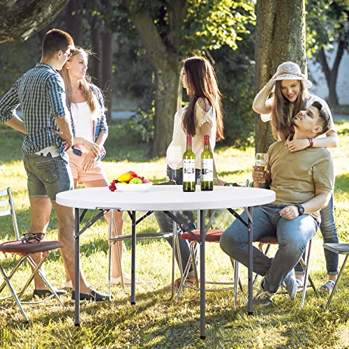 Portable 4 Foot Plastic Folding Table, Indoor Outdoor Heavy Duty, White Y15191