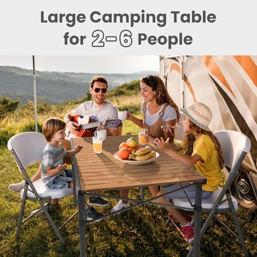 Portable Outdoor Camping Table for 2-6 Person, Foldable with Aluminum Roll-Up Top and Carry Bag P297255