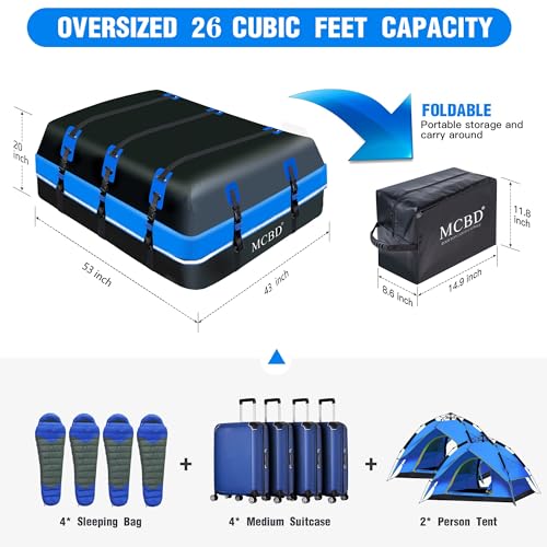 Soft-Shell Waterproof Rooftop Cargo Carrier, 21 Cubic Feet, with Straps and Storage Bag I12135