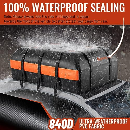 Car Rooftop Cargo Carrier - 21 Cubic Feet, Waterproof Heavy Duty Roof Bag with Anti-Slip Mat V160