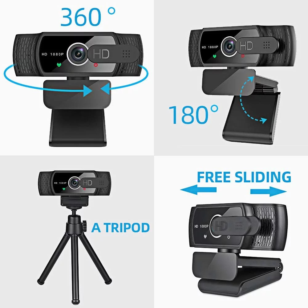 Webcam with Microphone, 1080P HD, Privacy Shutter and Tripod Stand K591566