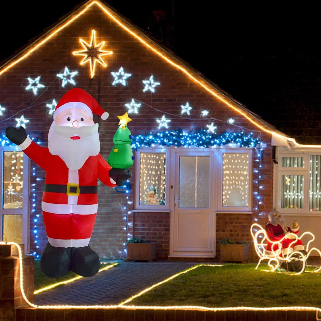 8ft Christmas Inflatable Santa Claus with LED Lights for Indoor Outdoor Yard Decor Z2096