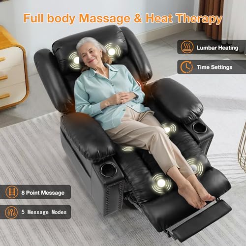 Large Power Lift Recliner Chair for Elderly with Heat and Massage, USB Port, Dark Brown O650