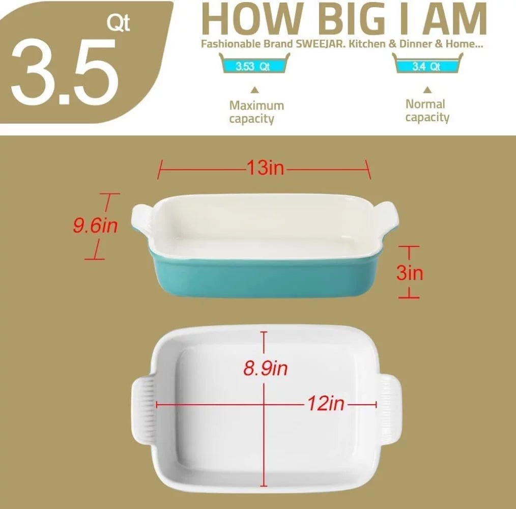 Porcelain Baking Dish, Rectangular Lasagna Pan, 13x9.6 inch, Black U759987