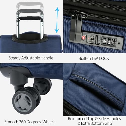 Softside Expandable Carry On Luggage with Spinner Wheels and TSA Lock B846