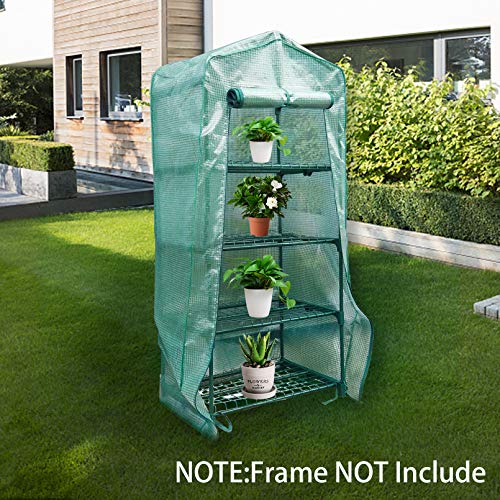 4 Tier Greenhouse Replacement Cover with Roll-Up Zipper Door U89759
