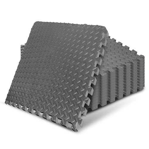 Puzzle Exercise Mat for Home Gym, EVA Interlocking Foam Floor Tiles with Border O344855