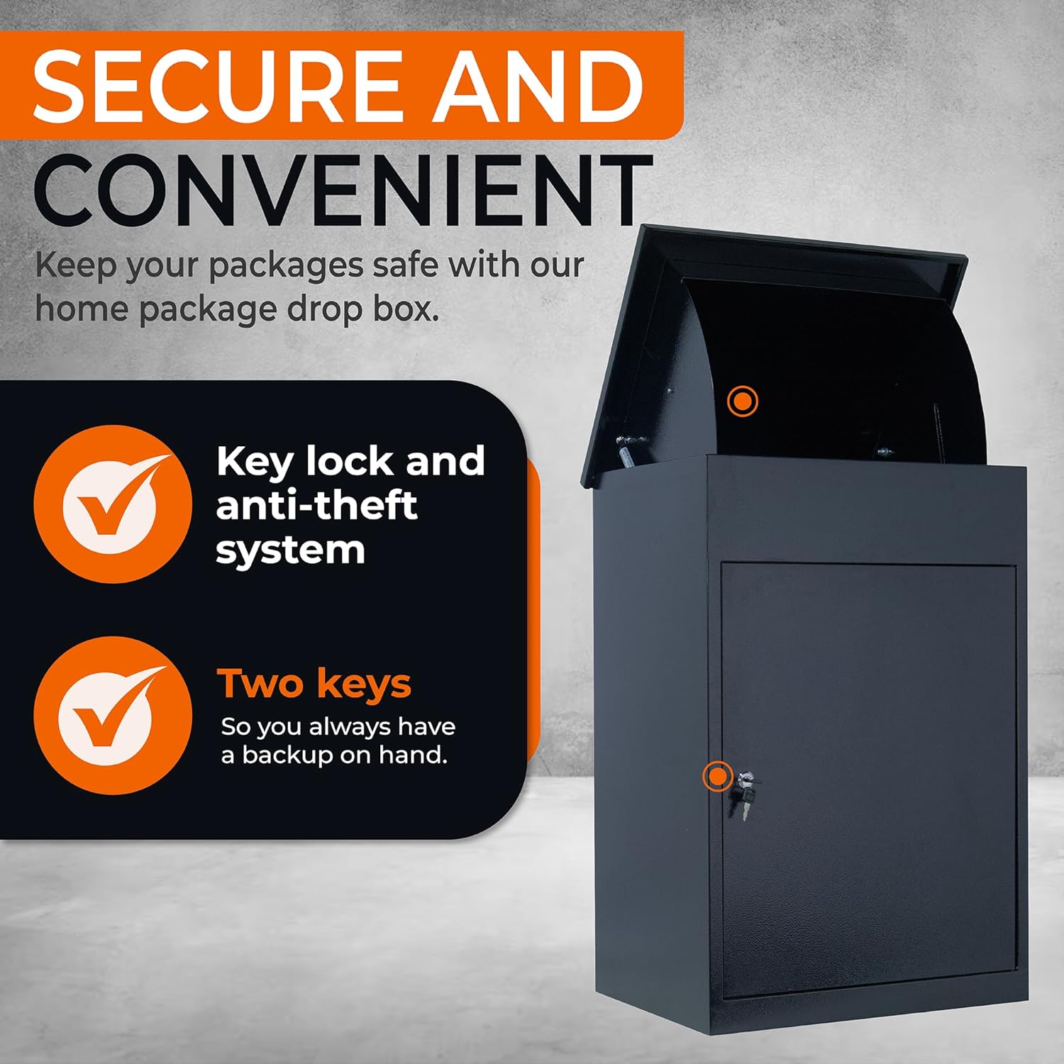 Wall Mounted Lockable Parcel Box for Porch Delivery, Extra Large, Black G63349