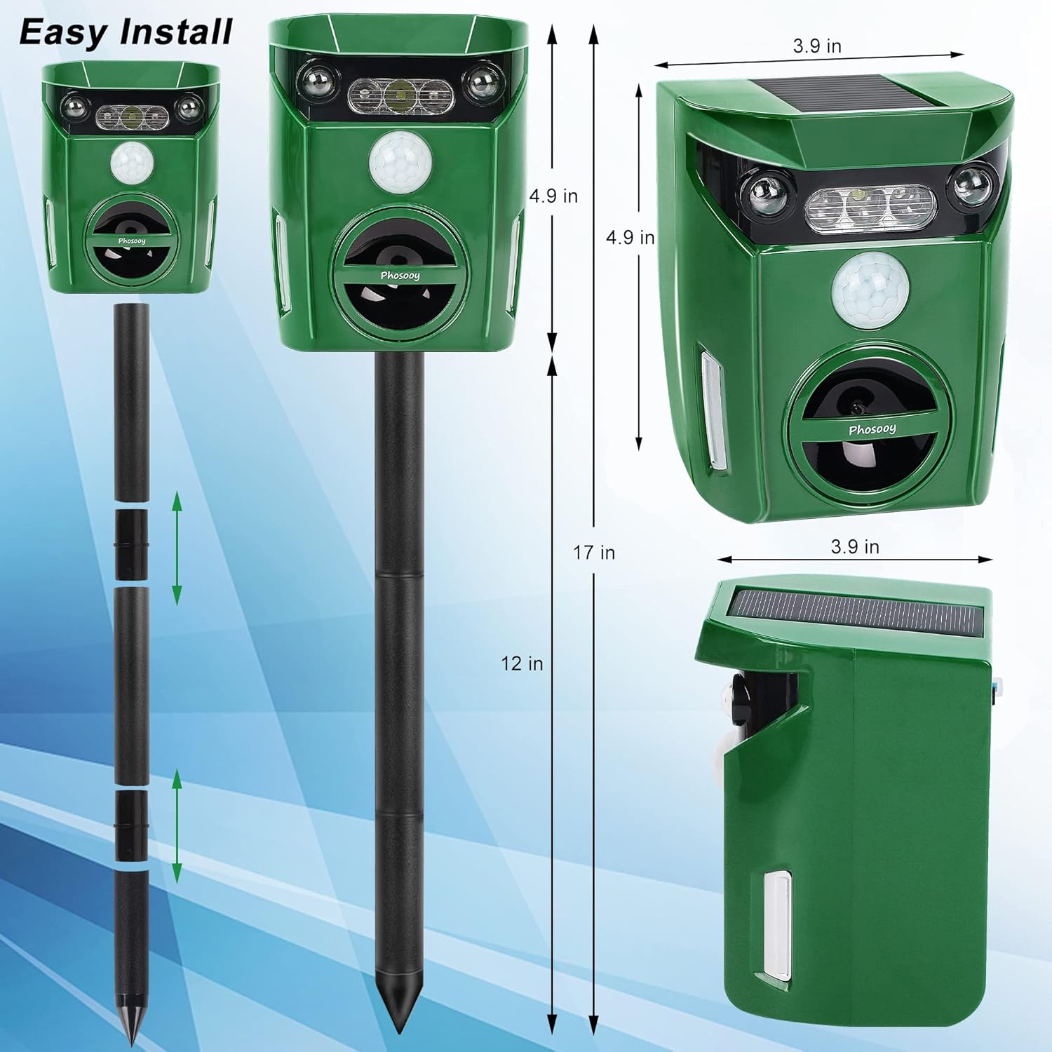 Ultrasonic Animal Repeller, Solar Powered, Motion Sensor, Waterproof K953