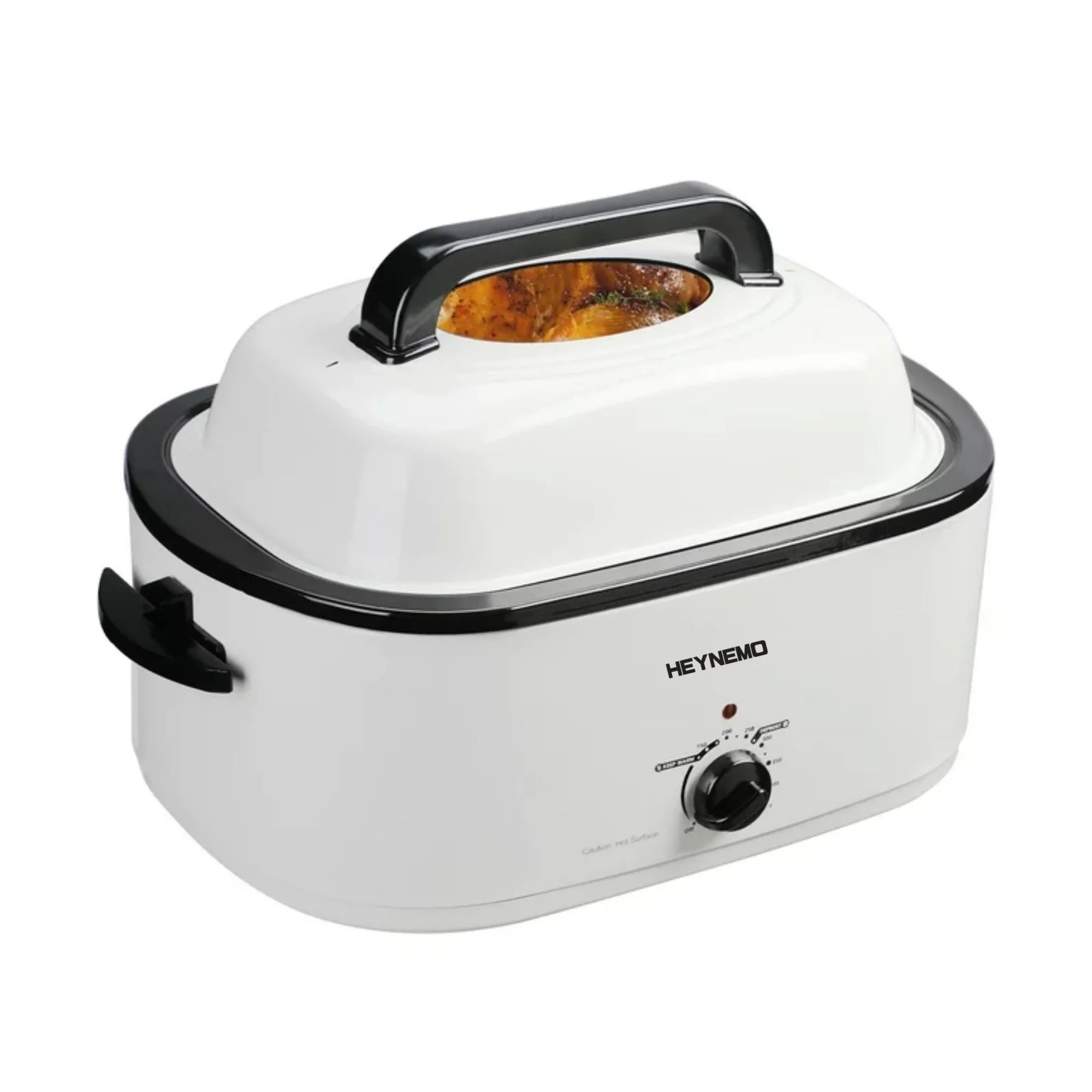 Superjoe 26 Quart Roaster Oven with Self-Basting Lid Removable Pan Electric Turkey Roaster Stainless Steel, White