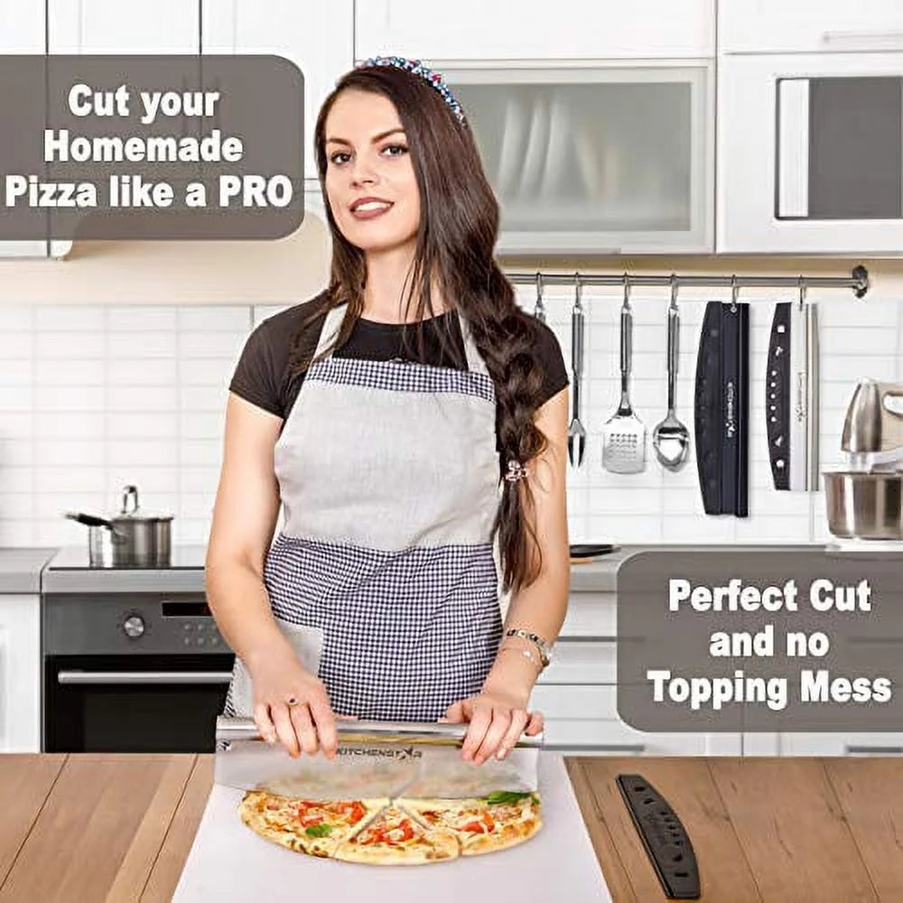 Pizza Cutter - Stainless Steel Rocker Style with Blade Cover A768