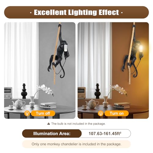 Monkey Pendant Light, Industrial Retro Ceiling Lamp for Dining Room S817