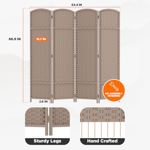 4 Panel Room Divider Screen 5.6 Ft Tall Folding Privacy Partition H959002