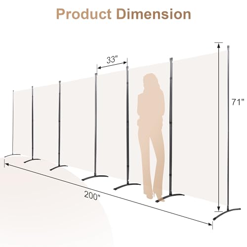 Room Divider, 6-Panel Folding Privacy Screen, Freestanding Partition G607