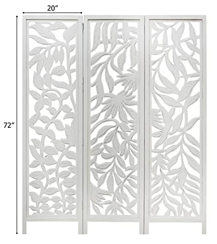4 Panel Folding Wood Room Divider, Antique Brown, 72 x 80 P209