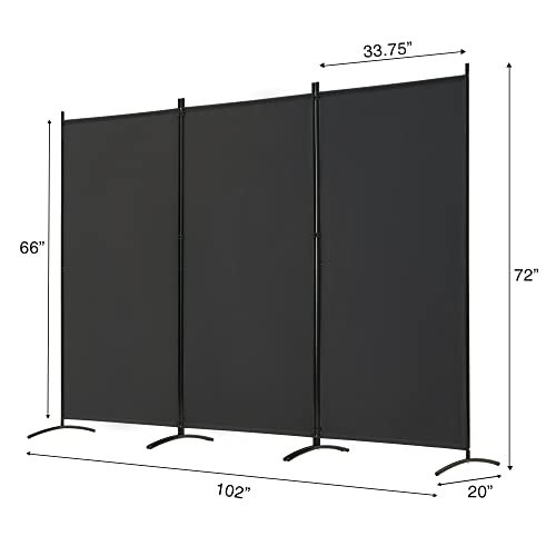 3 Panel Room Divider Folding Partition Privacy Screens, Freestanding Fabric Panel, 102" W x 71" H S7520