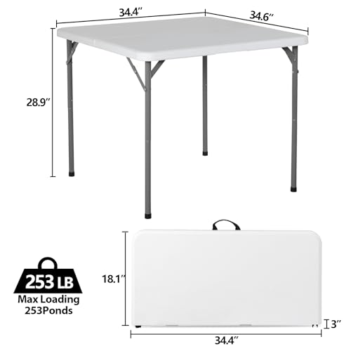 Portable 4 Foot Plastic Folding Table, Indoor Outdoor Heavy Duty, White Y15191