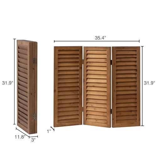 Wood Short Room Divider 3 Panel, 2.6 Ft Tall Folding Partition, White Freestanding Wall for Home Office O18628