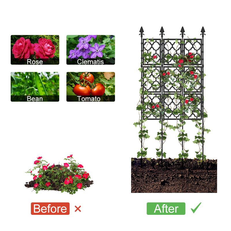 Garden Trellis for Climbing Plants, Rustproof Metal, White, Large U900