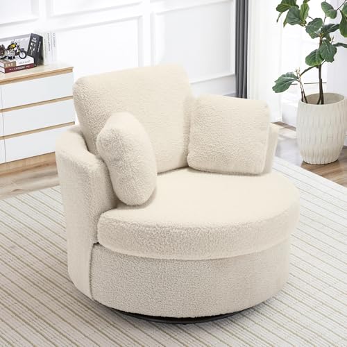 Round Swivel Barrel Chair with Ottoman for Living Room Bedroom G375183