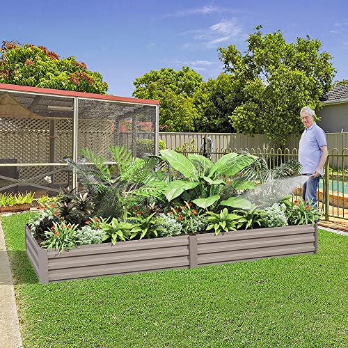 Galvanized Raised Garden Bed, Steel Planter Box for Vegetables, 8x2x1FT H90393