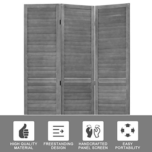 6 Panel Wood Room Divider Privacy Screen Freestanding White U13428
