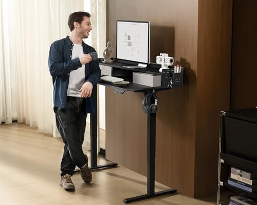 Electric Standing Desk with 2 Drawers, Height Adjustable for Home Office W495