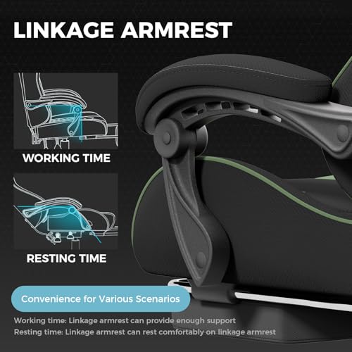 Gaming Chair with Footrest and Lumbar Support, Height Adjustable, Blue Y9034