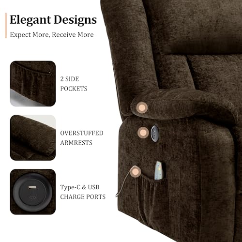 Swivel Glider Recliner Chair with Massage and Heating U99902