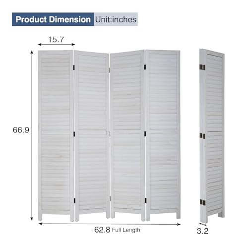 6 Panel Wood Room Divider Privacy Screen Freestanding White U13428