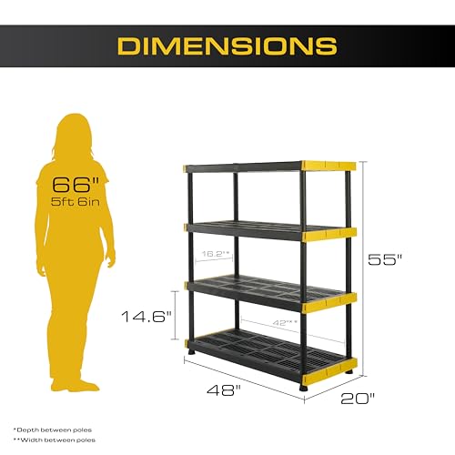 5-Tier Heavy Duty Plastic Storage Shelving Unit, 200lbs per Shelf, Indoor Outdoor L93051