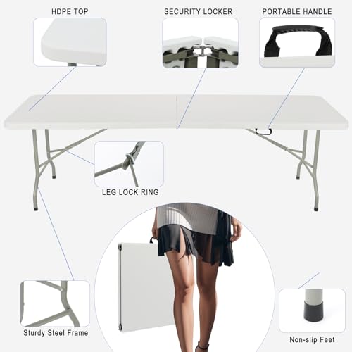 Heavy Duty Portable Folding Table for Dining, Parties, and Camping Z981199