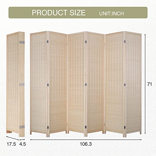 Bamboo Room Divider 6 Panel Folding Privacy Screen for Home H37149