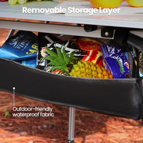 Portable Camping Table with Adjustable Legs, Lightweight Aluminum Folding Table K4689