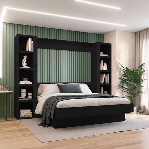Queen Murphy Wall Bed with Two Bookshelves Z468